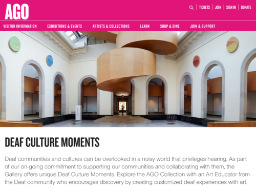 Art Gallery of Ontario - Deaf Culture Moments webpage screenshot