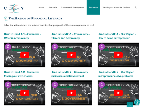 screenshot of basics financial literacy on cdhy webpage